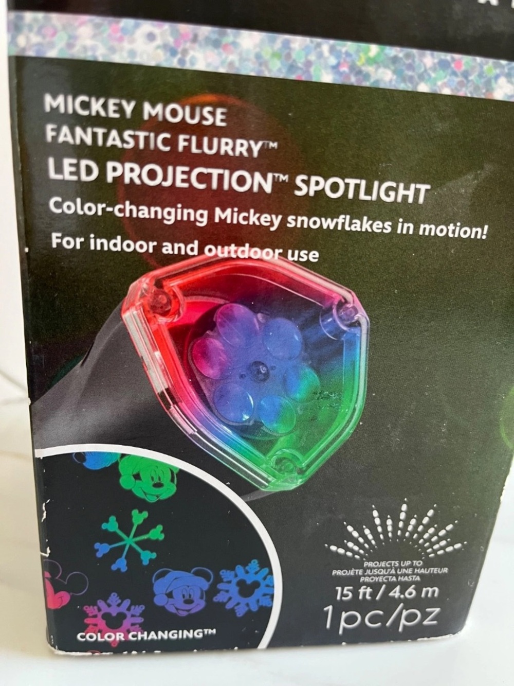 Disney Magic Holiday Mickey Mouse Snowflakes in motion LED Projection Spotlight